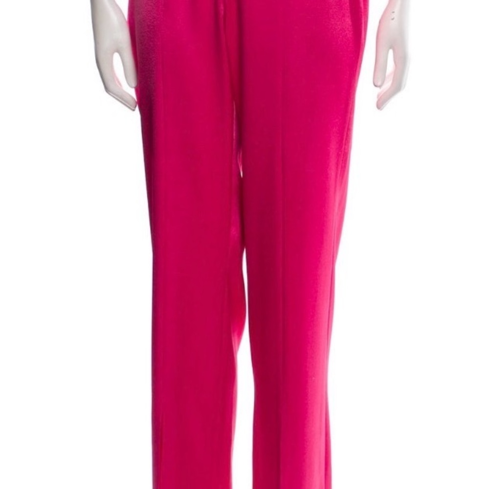 Alice + Olivia Hot Pink Satin Cropped Blazer Pant Suit
